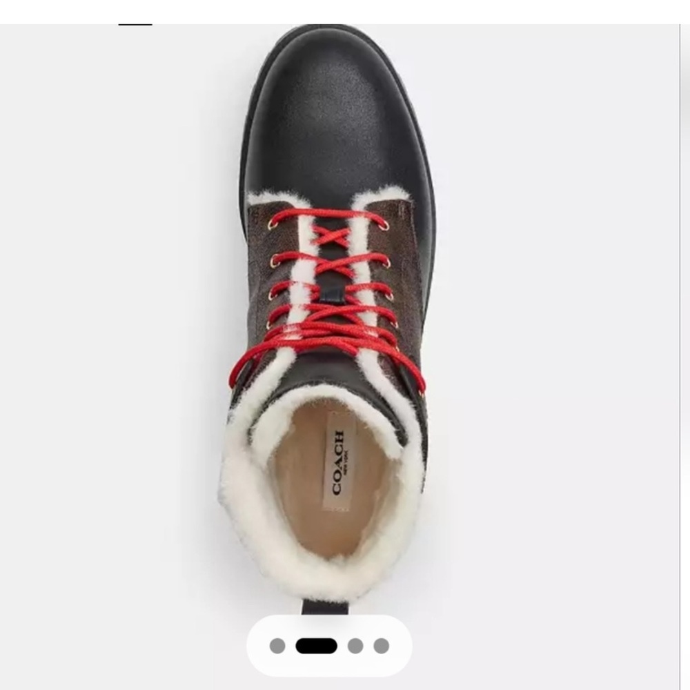 NWT Coach Lorraine Bootie In Signature Canvas and faux shearling lining size 9 - Picture 3 of 13